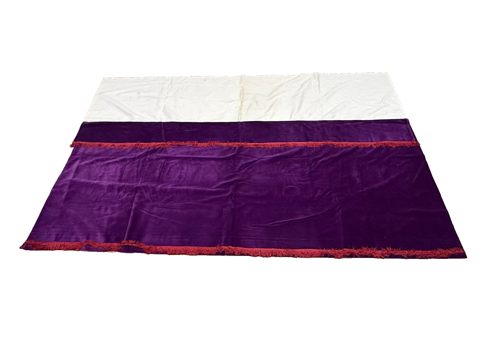 VINTAGE PURPLE VELVET ALTAR FRONTAL WITH LINEN TOP