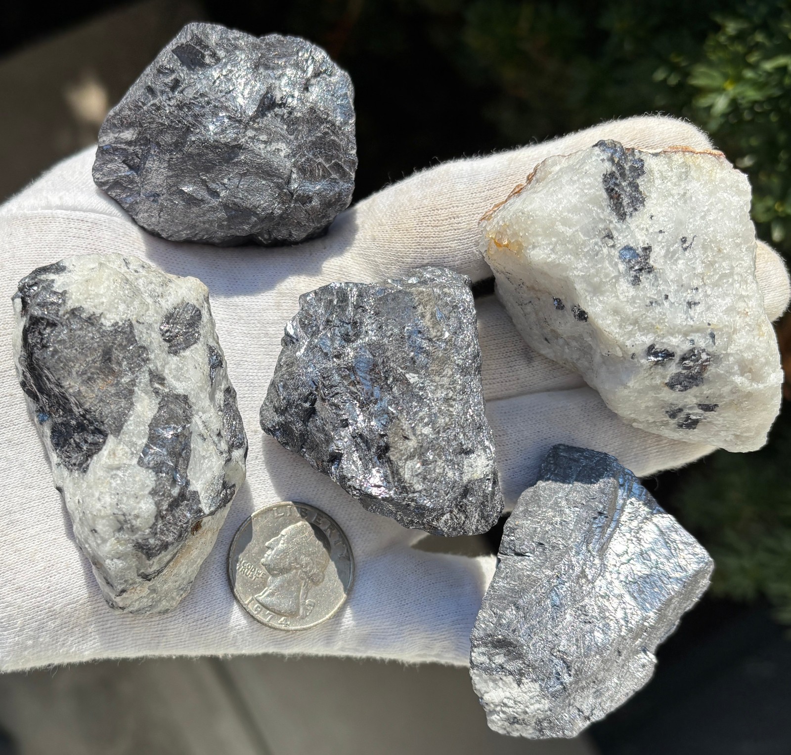 796g/1.75lb LOT 5 GALENA QUARTZ SILVER SPECIMENS ROUGH SPECIMEN METALLIC LARGE