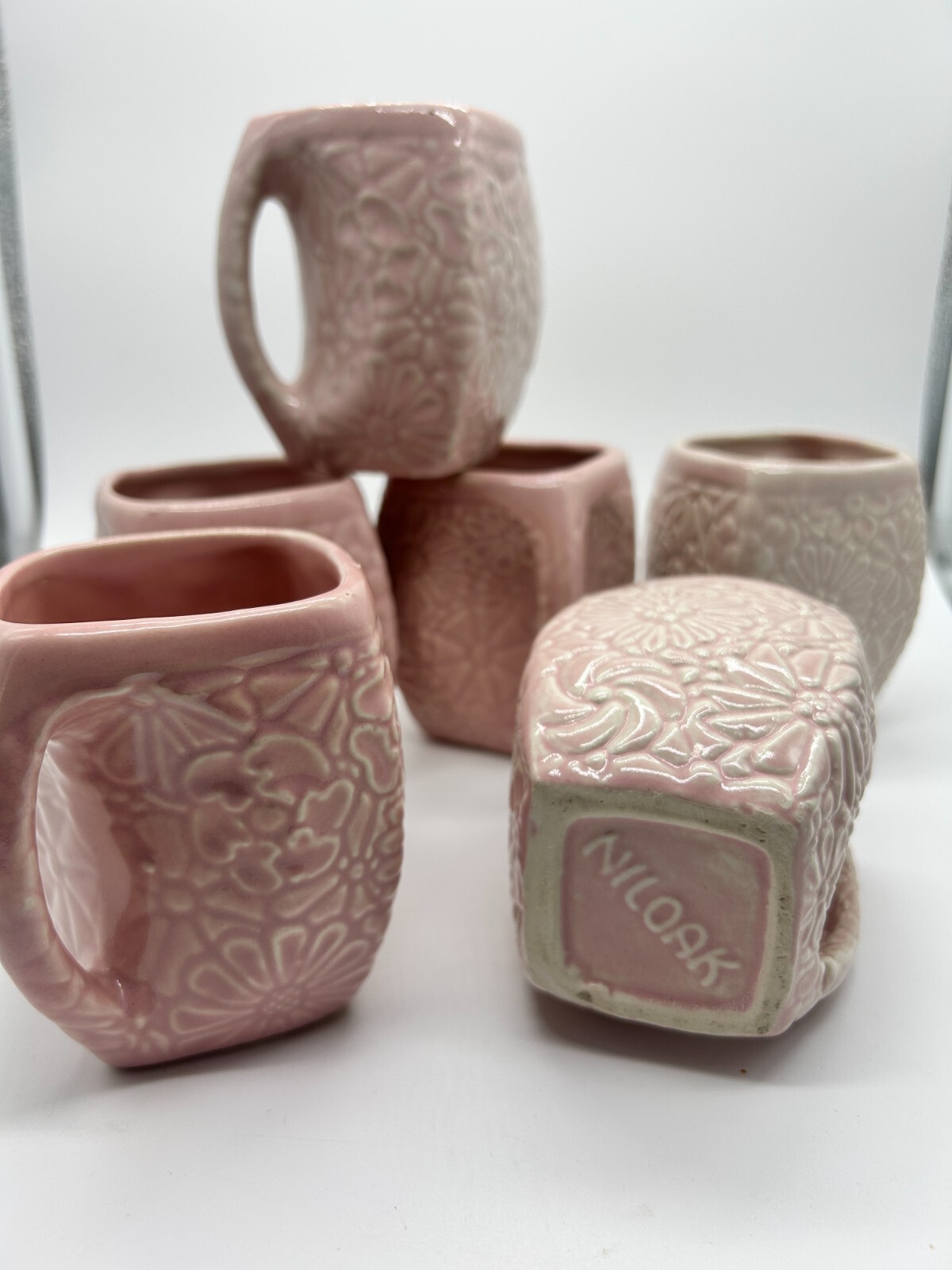 Vintage Niloak Mug Pink Floral Pattern “Bouquet Pattern” - Set of 6 Vintage Niloak Mug Pink Floral Pattern “Bouquet Pattern” - Set of 6