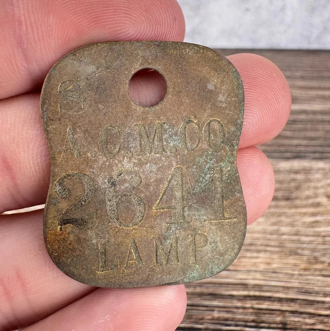 Rare Original Anaconda Copper Mining Company Brass Tool Check for Mining Lamp Rare Original Anaconda Copper Mining Company Brass Tool Check for Mining Lamp