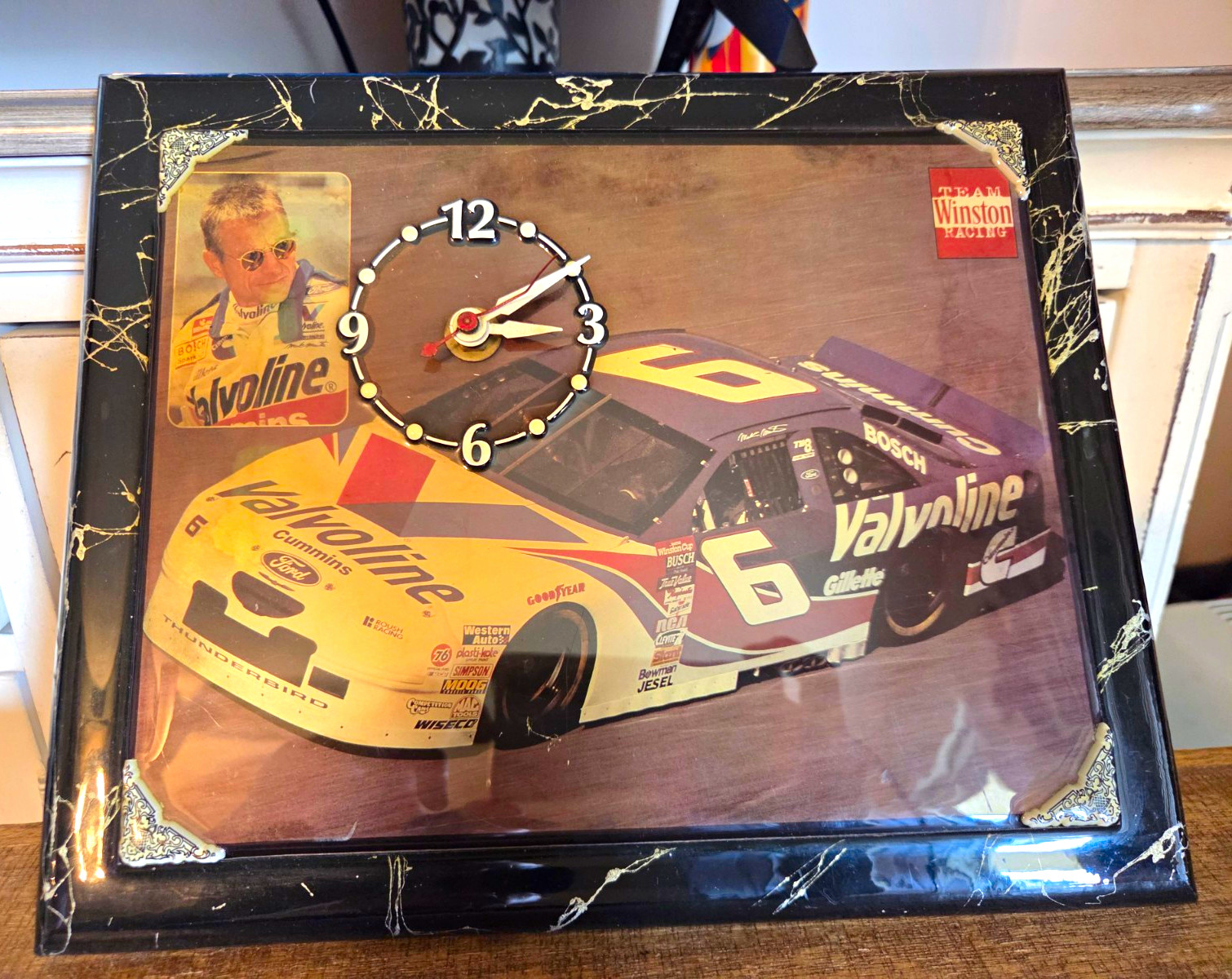 Valvoline Racing Team Winston #6 Car Collectible Advertising Wall Clock