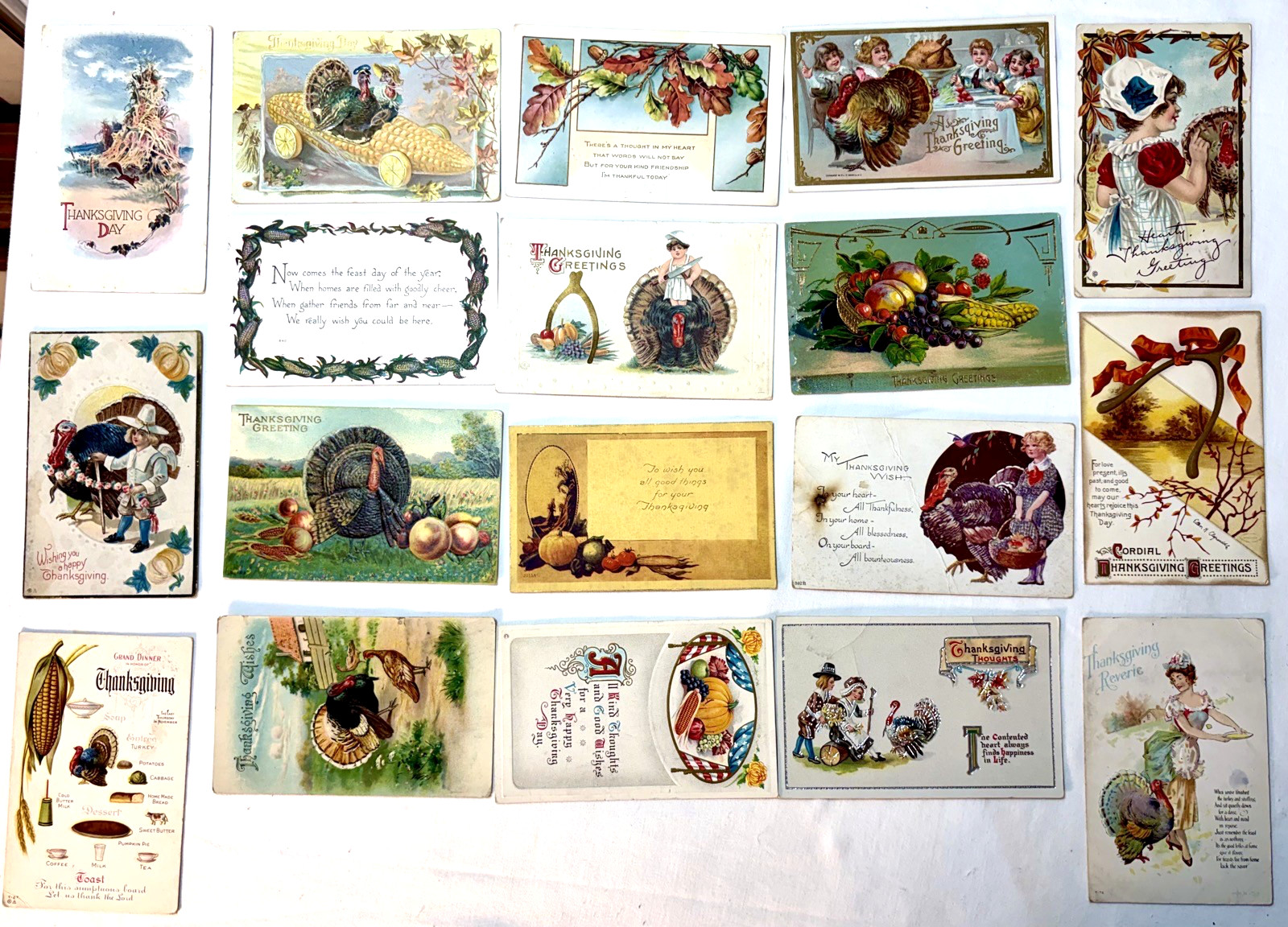 Lot 18 Vintage 1910\'s Thanksgiving Embossed Postcards Tuck Germany USA & Others Lot 18 Vintage 1910\'s Thanksgiving Embossed Postcards Tuck Germany USA & Others