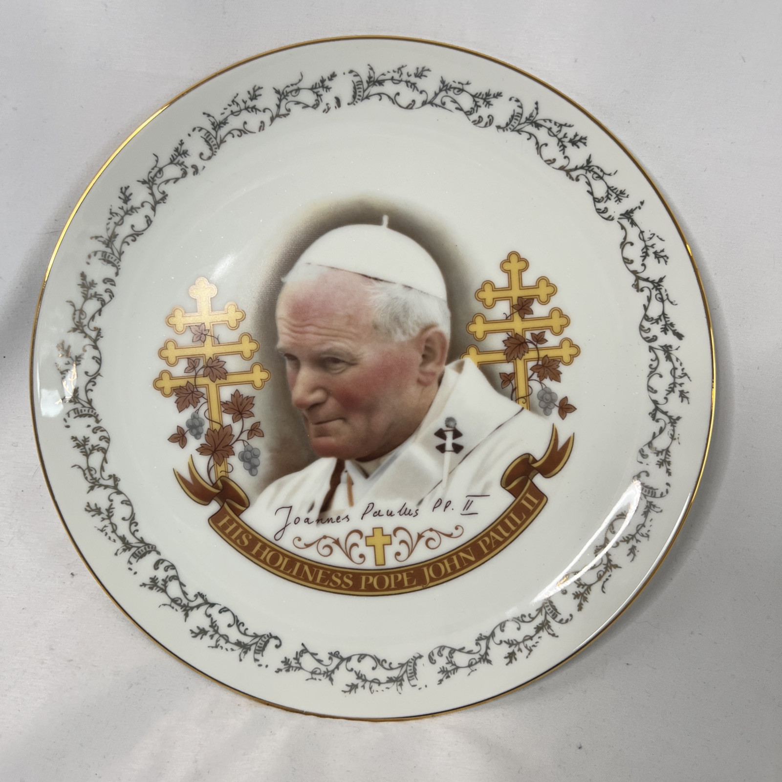 Pope John Paul II Plate Hunnisett & Edmonds Collector Plate 22k Gold Trim Canada