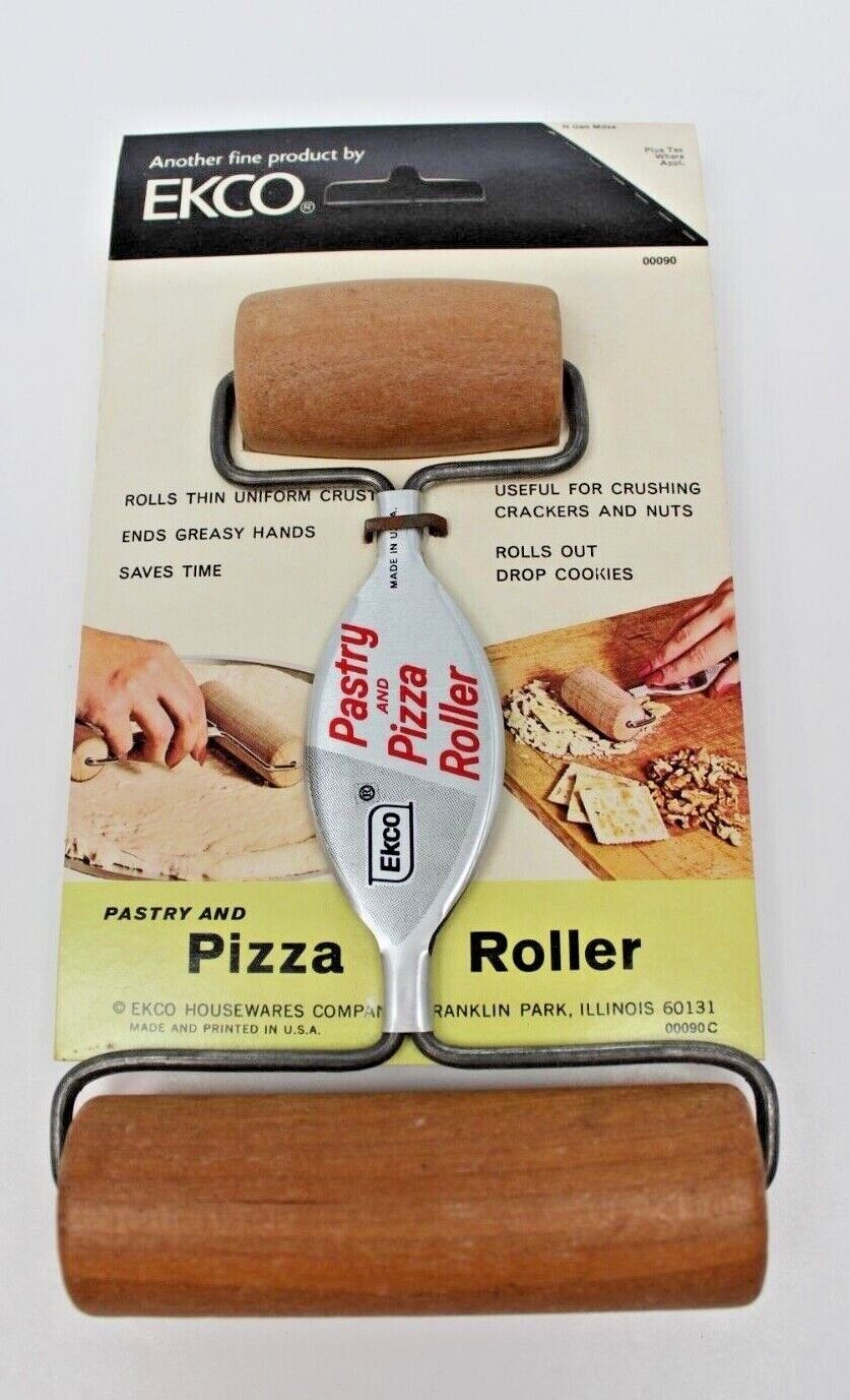 Vintage Ekco Pastry & Pizza Roller  Dual Wood Rollers 2.25\