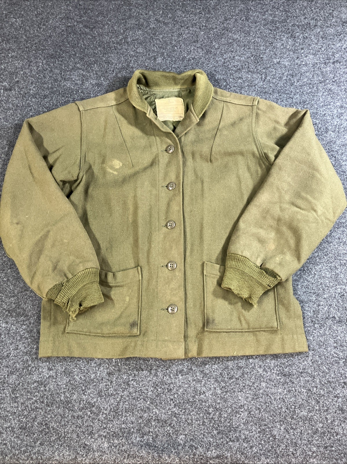 Vtg 1975 Alpha Industries OG-108 Wool Field Jacket Liner Womens 14 US Military