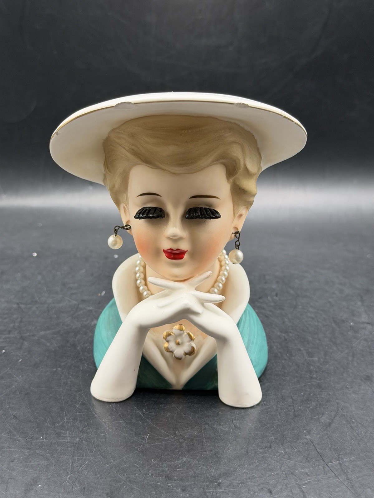 Vintage 1950\'s MCM Rubens Originals Lady Head Planter Vase #495 Made in Japan