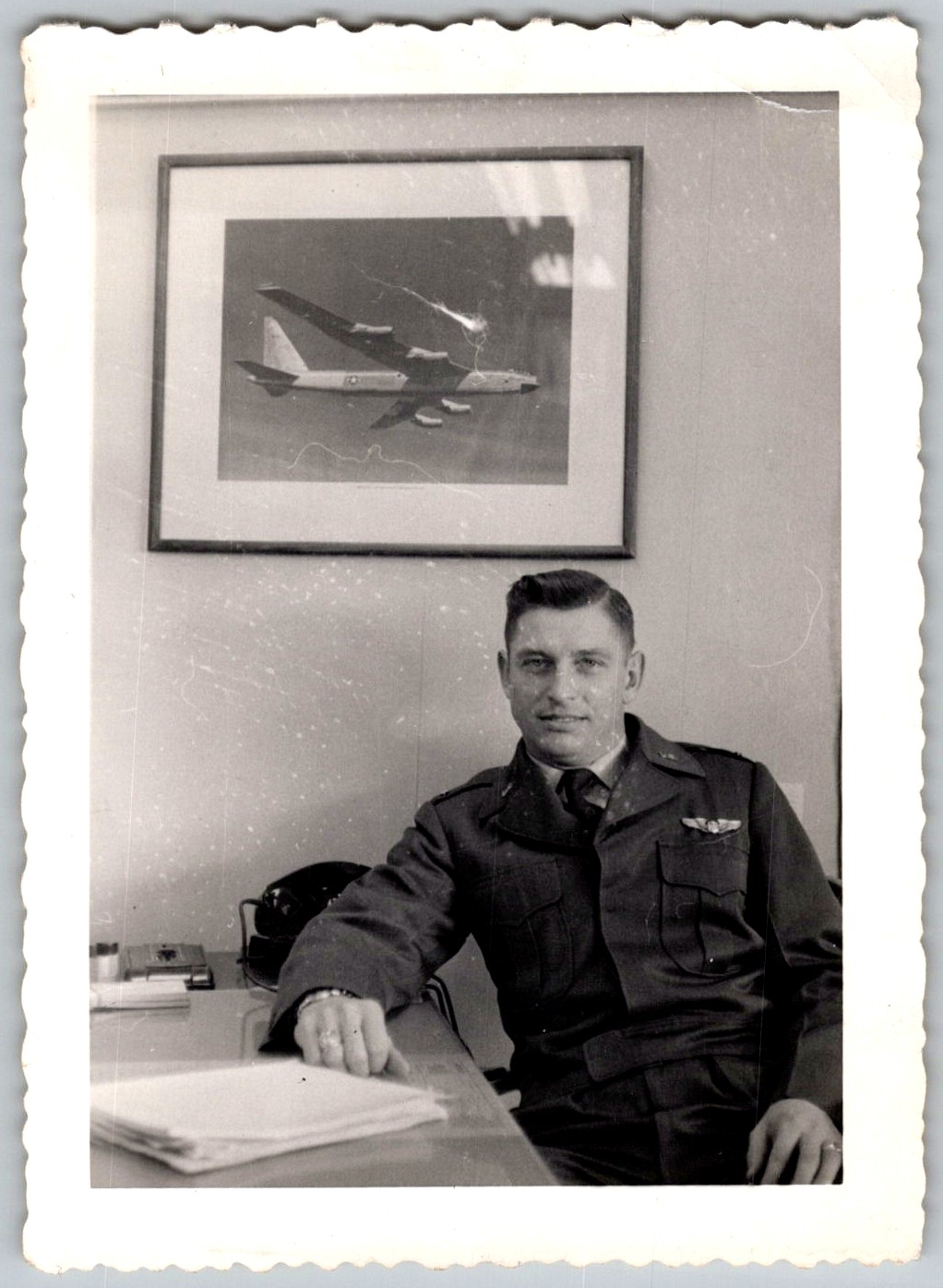 Vtg B&W Snapshot Man USAF Pilot Captain John P Rasch Jr B-36 Bomber 1950s Vtg B&W Snapshot Man USAF Pilot Captain John P Rasch Jr B-36 Bomber 1950s
