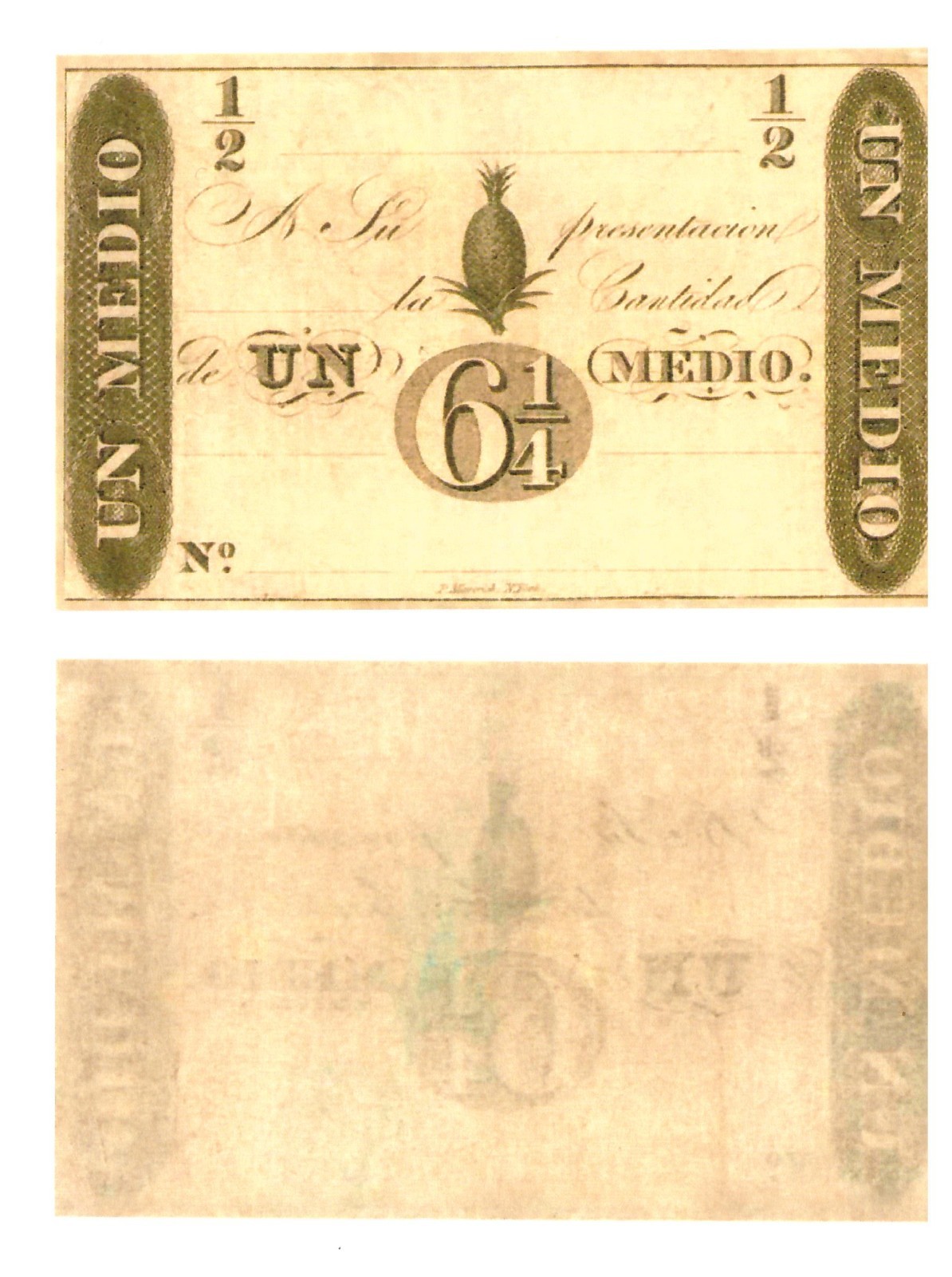 u Reproduction Note Colombia 6 1/4 Centavos = Medio Real 1819 Pick #1   0990R
