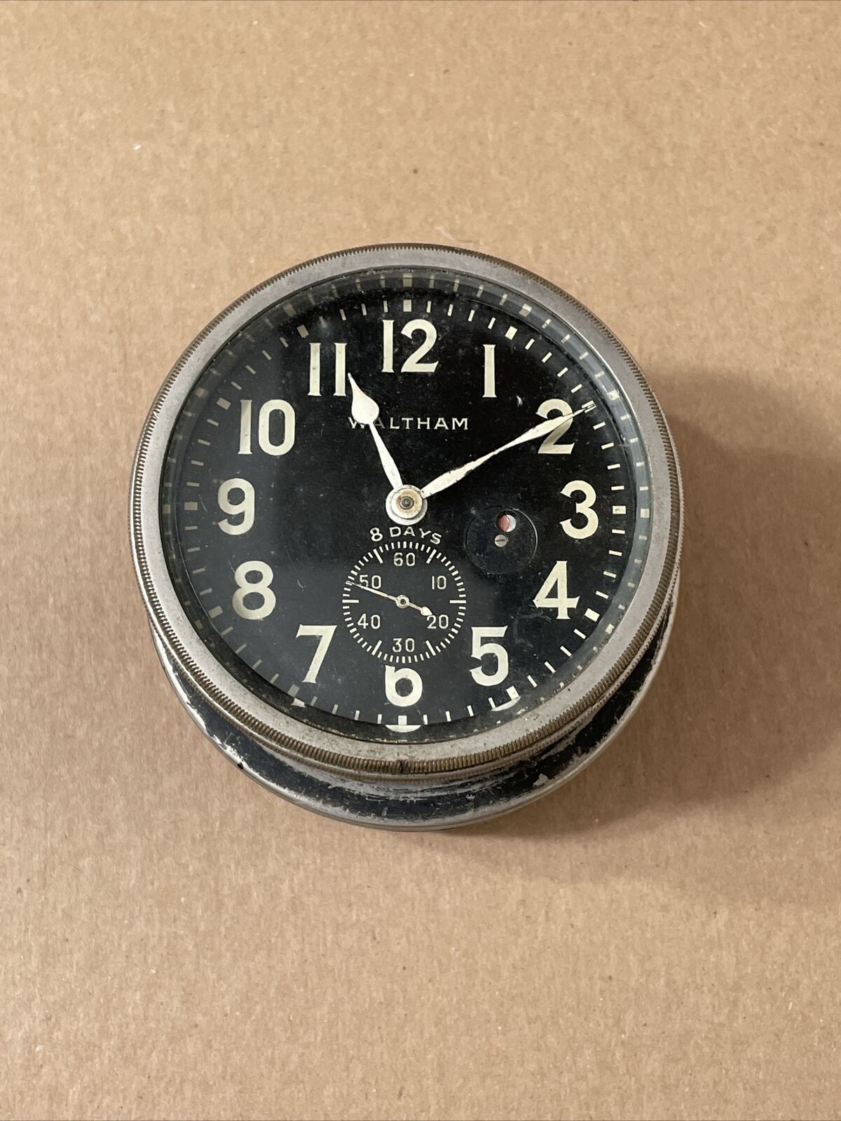 Rare Antique 8 Day Waltham Auto Car Clock 1914 Fitch Patent Case