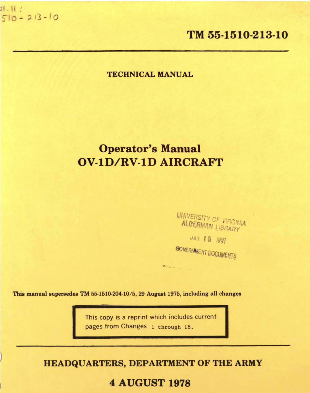 531 Page U.S. 1978 (1990) OV-1D / RV-1D Mohawk Operator's Flight Manual on CD