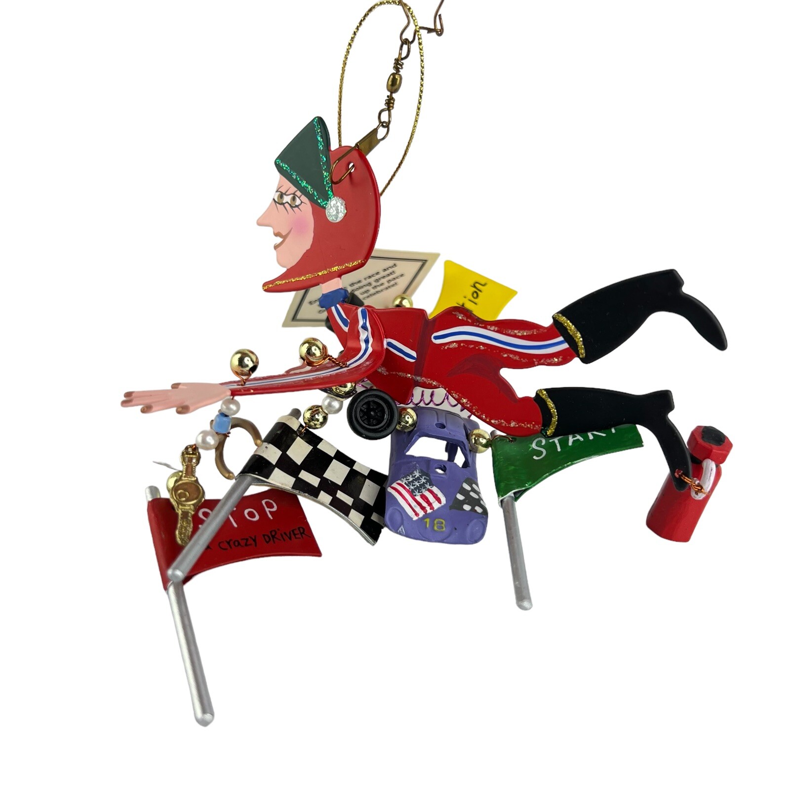 Vintage SILVESTRI by Karen Rossi Fanciful Flights Ornament - Race Car Driver