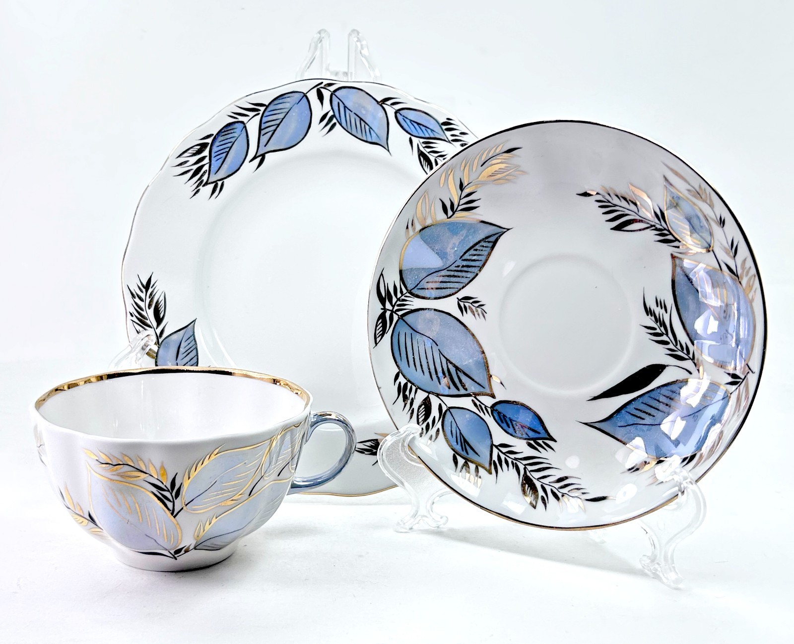 3 Pc Imperial Porcelain Moon Lomonosov Dessert Plate Tea Cup Saucer Set C291 3 Pc Imperial Porcelain Moon Lomonosov Dessert Plate Tea Cup Saucer Set C291