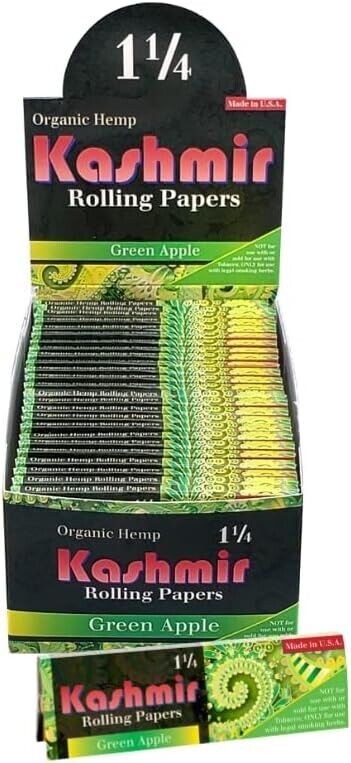 Rolling Papers Box of 50 1 1/4 Size 32 leaves/pack Green Apple Flavored Papers