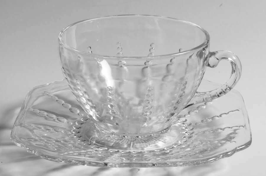 Federal Glass  Columbia Clear Cup &Saucer Set 1164134