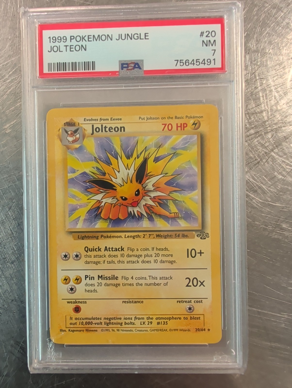 1999 POKEMON JUNGLE JOLTEON- PSA 9 - #20 20/64 GENUINE