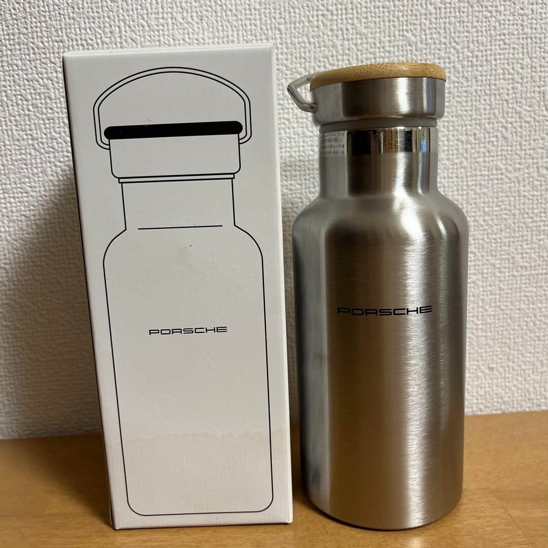 PORSCHE Novelty Stainless Silver Metal Handle Thermo Bottle Tumbler(350ml) w/Box
