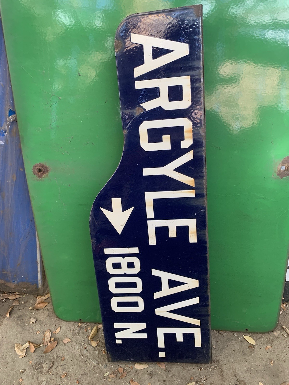 1946-62 Los Angeles Porcelain SHOTGUN Street Sign ARGYLE AVE HOLLYWOOD CLASSIC