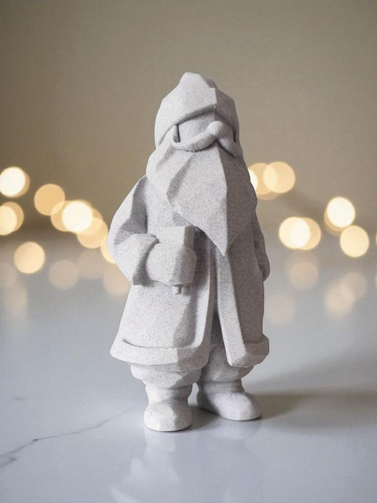 Low Poly Santa Claus Figurine, Minimalist Santa Statue