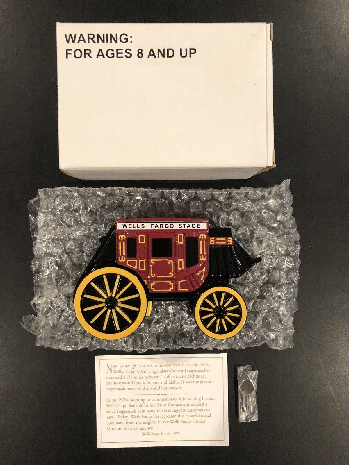 Wells Fargo San Francisco Stage Coach Die Cast Bank Collectible Vintage with Key
