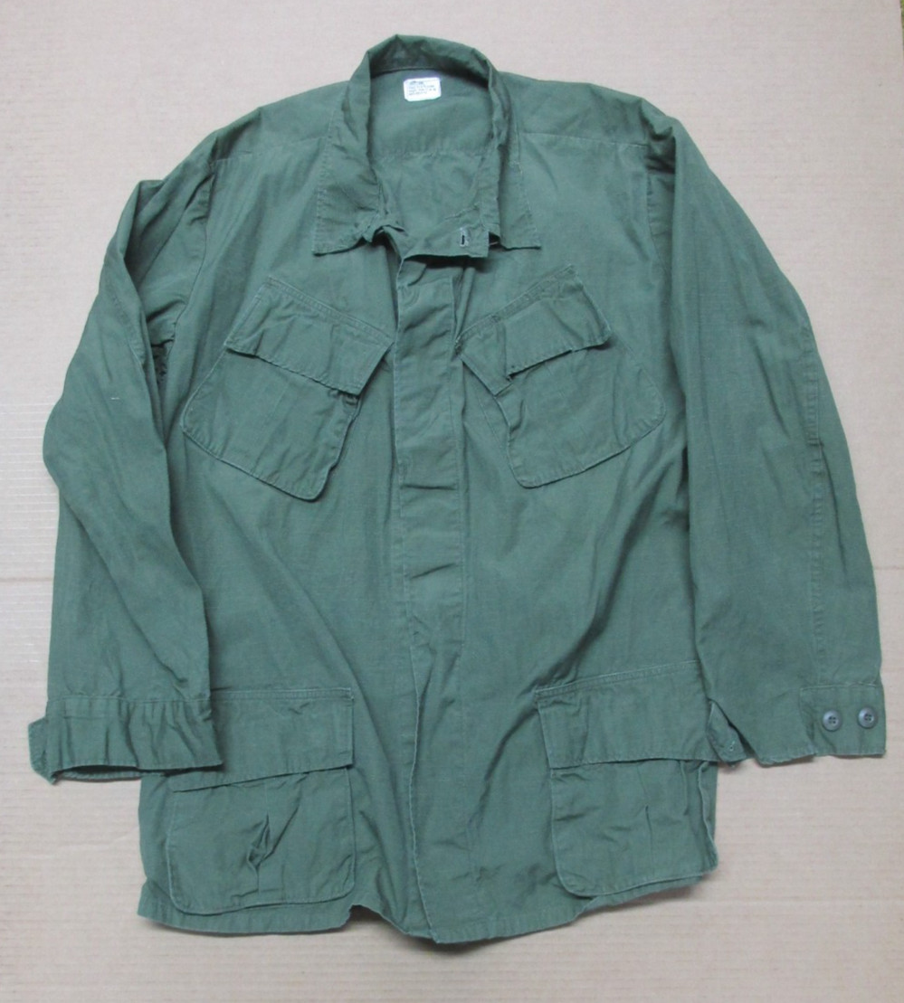 Genuine Vietnam 1969 Dated OG 107 OD Green Ripstop Slant Pocket Shirt Large Long