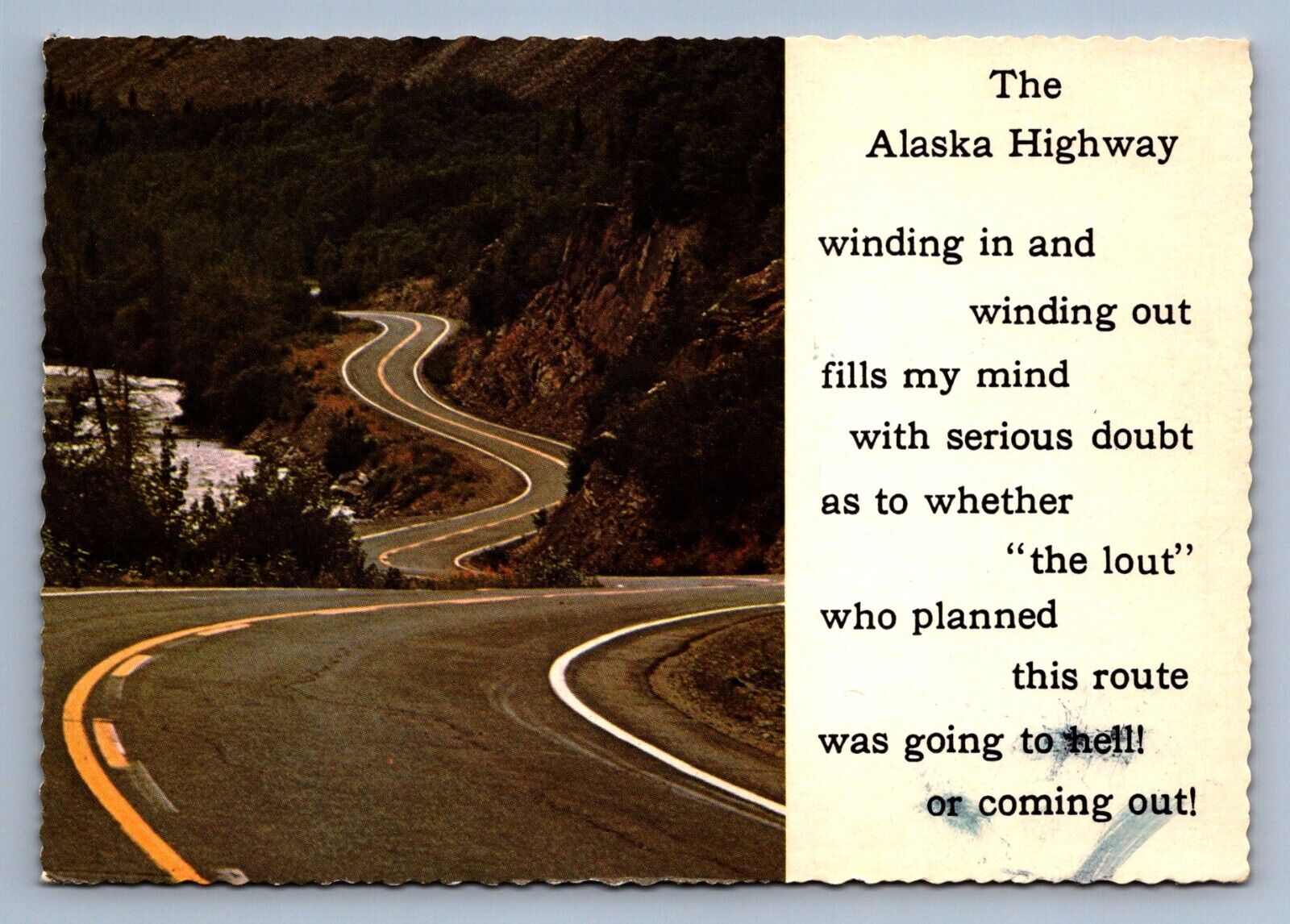 Postcard Vintage Alaska Highway Poem Poetry Travel Road Nature Scenic 4x6