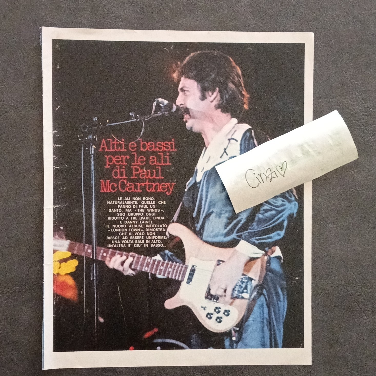 PAUL MC CARTNEY 1978 Clipping Cutout VINTAGE