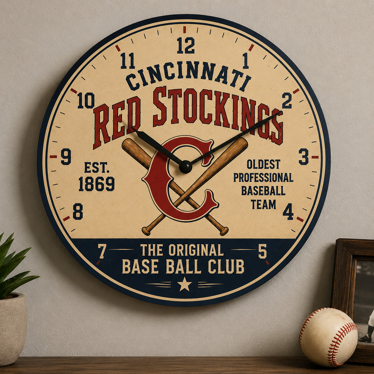 Vintage Cincinnati Red Stockings  inspired clock | 10 Inch Sports Wall Decor