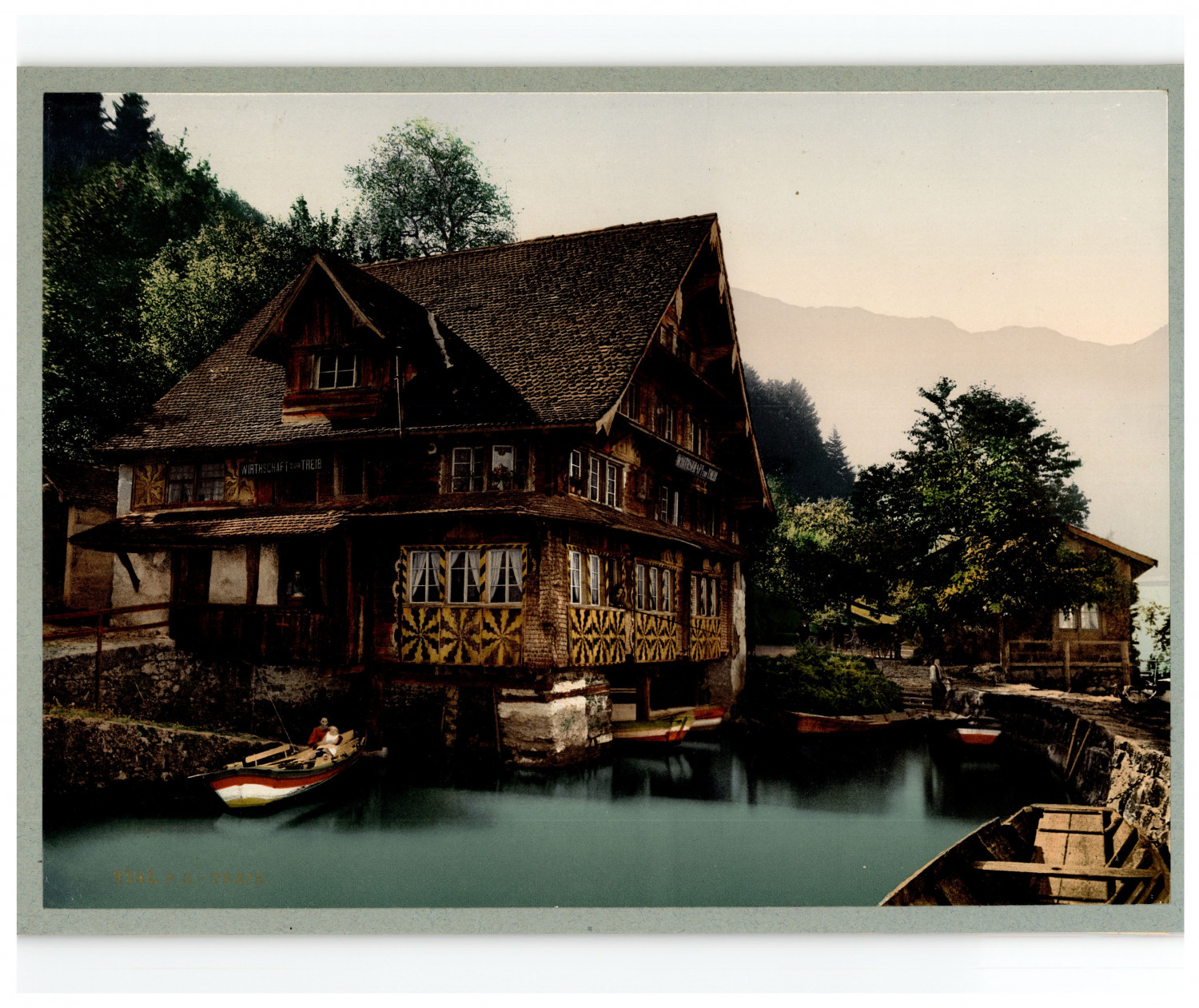 Switzerland, Lake Lucerne, Treib vintage photochrome, photochrome, vintage Switzerland, Lake Lucerne, Treib vintage photochrome, photochrome, vintage