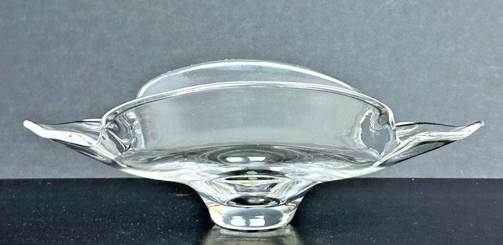 Vtg Mid-Century Signed Steuben Art Glass Calyx Flower Shaped Crystal Footed Bowl