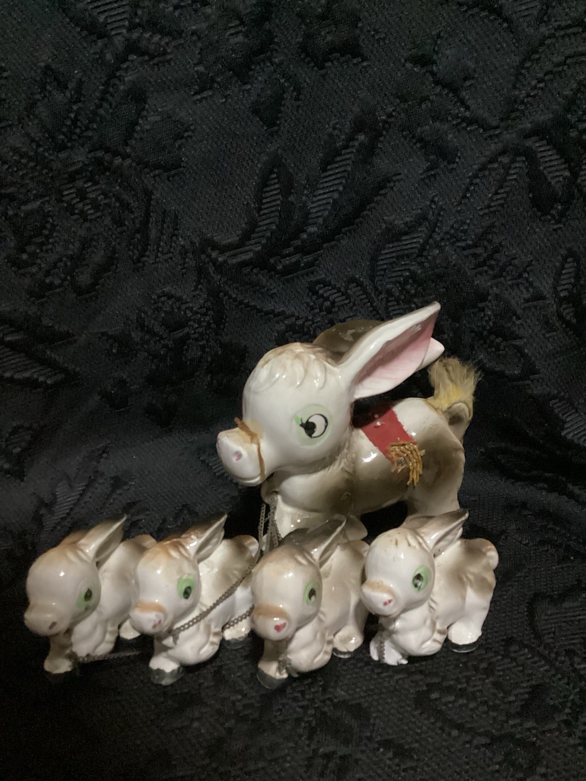 Vintage Mid-Century Donkey Family Mother & Babies