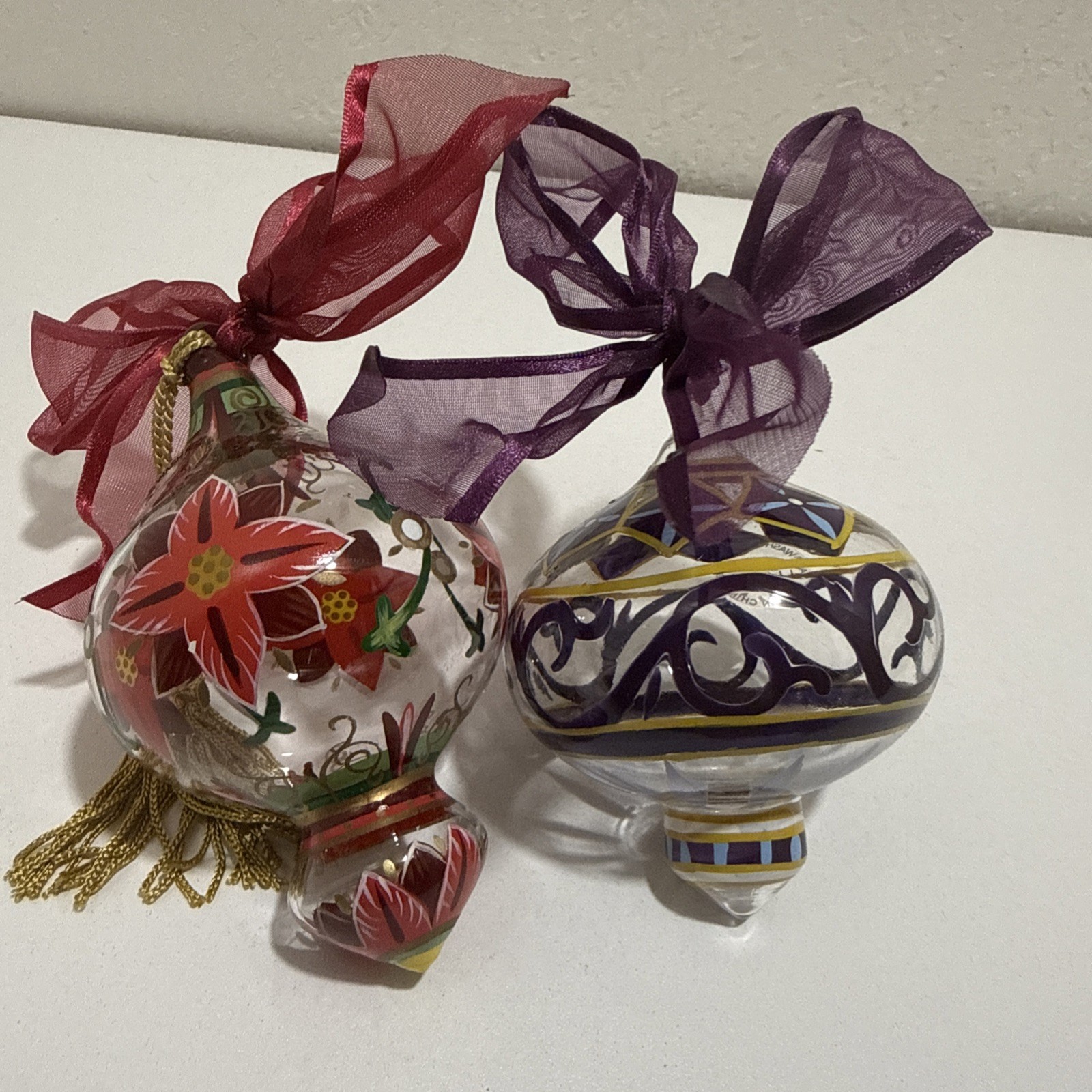 Set Of 2 Vintage Lenox Hand Painted Christmas Ornaments Set Of 2 Vintage Lenox Hand Painted Christmas Ornaments