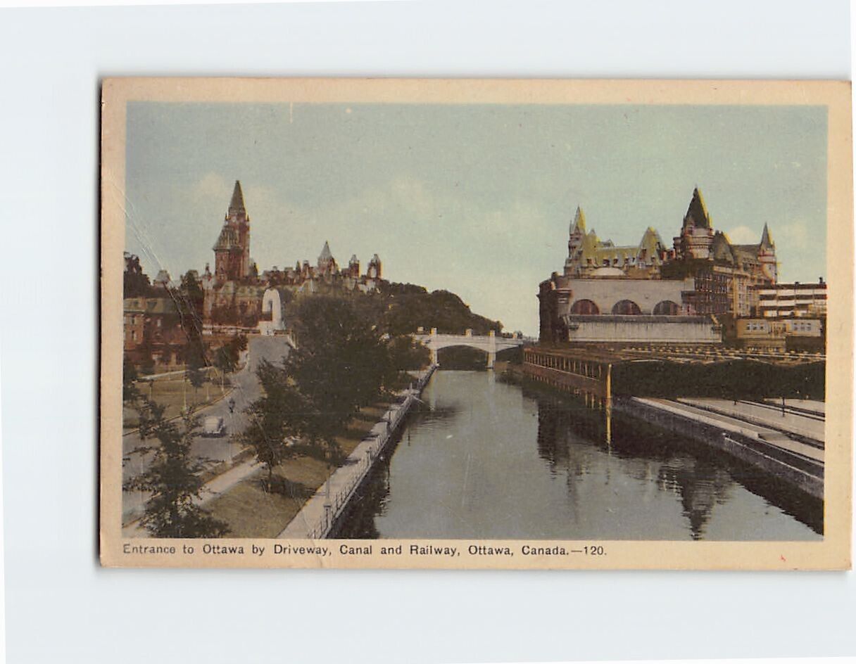Postcard Entrance to Ottawa Canal & Railway Ottawa Canada