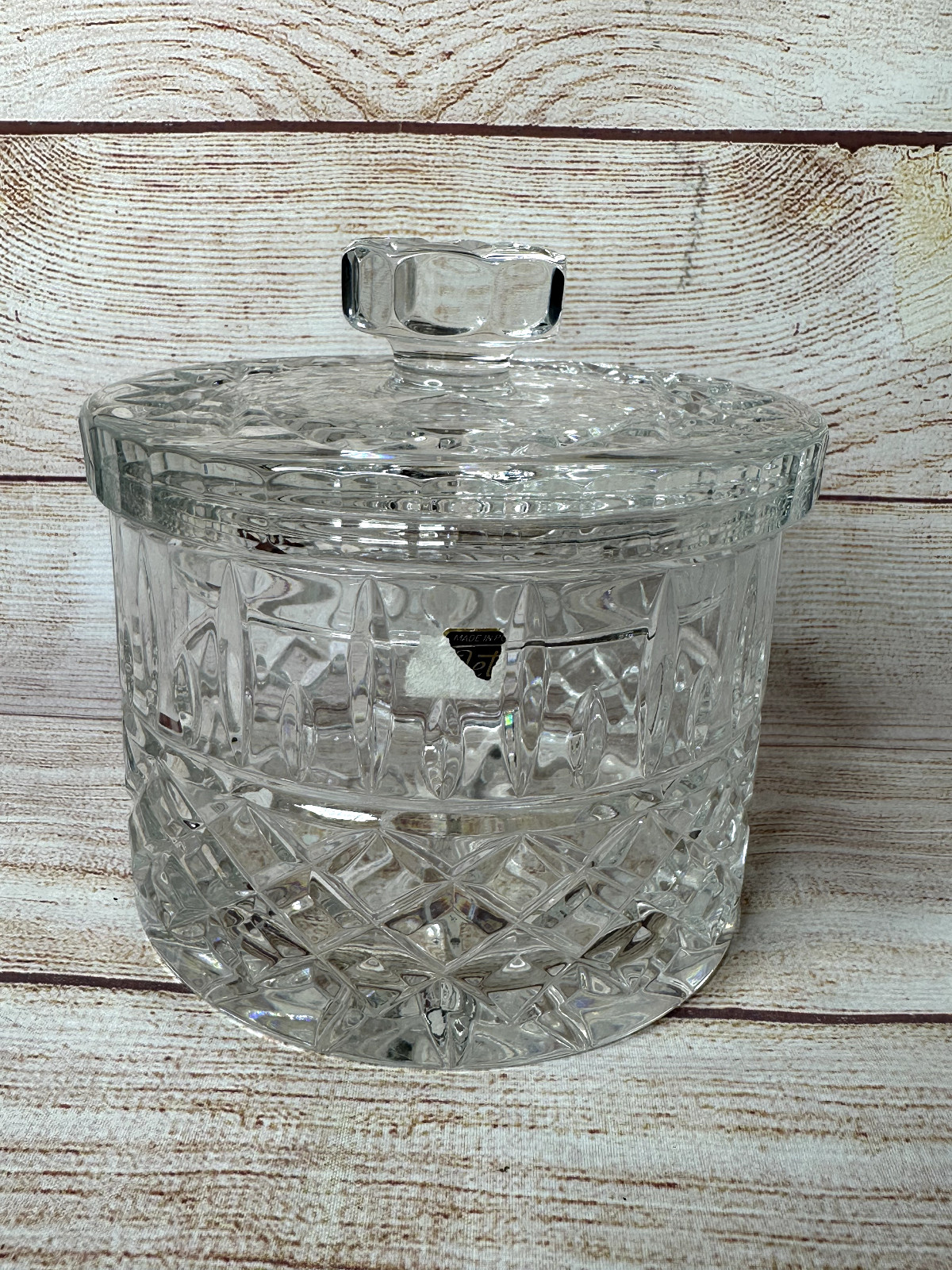 Vintage Violetta Hand Cut 24% Lead CRYSTAL Lidded Candy Nut Container Poland