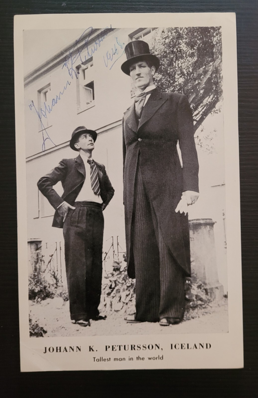 CIRCUS SIDESHOW SOUVENIR JOHANN PETURSSON SIGNED PHOTO SCARCE ICELAND TALLEST