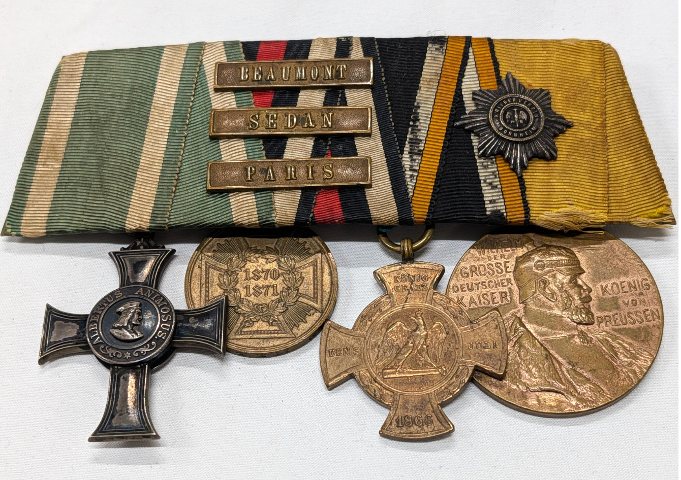 Original Pre-WW1 German/Prussian 4 piece Medal Bar - inc. Order of Albert