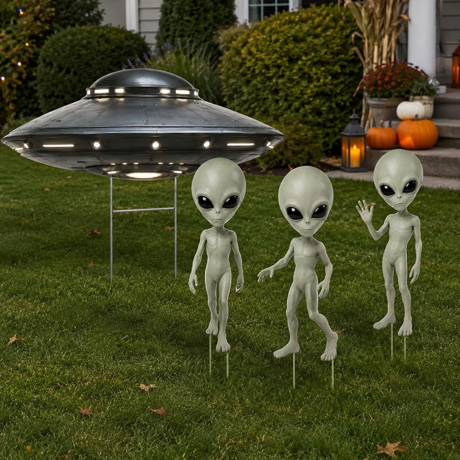 GFBZS 4-Piece Halloween Decorations Outdoor, Alien UFO Yard Cutout Set GFBZS 4-Piece Halloween Decorations Outdoor, Alien UFO Yard Cutout Set