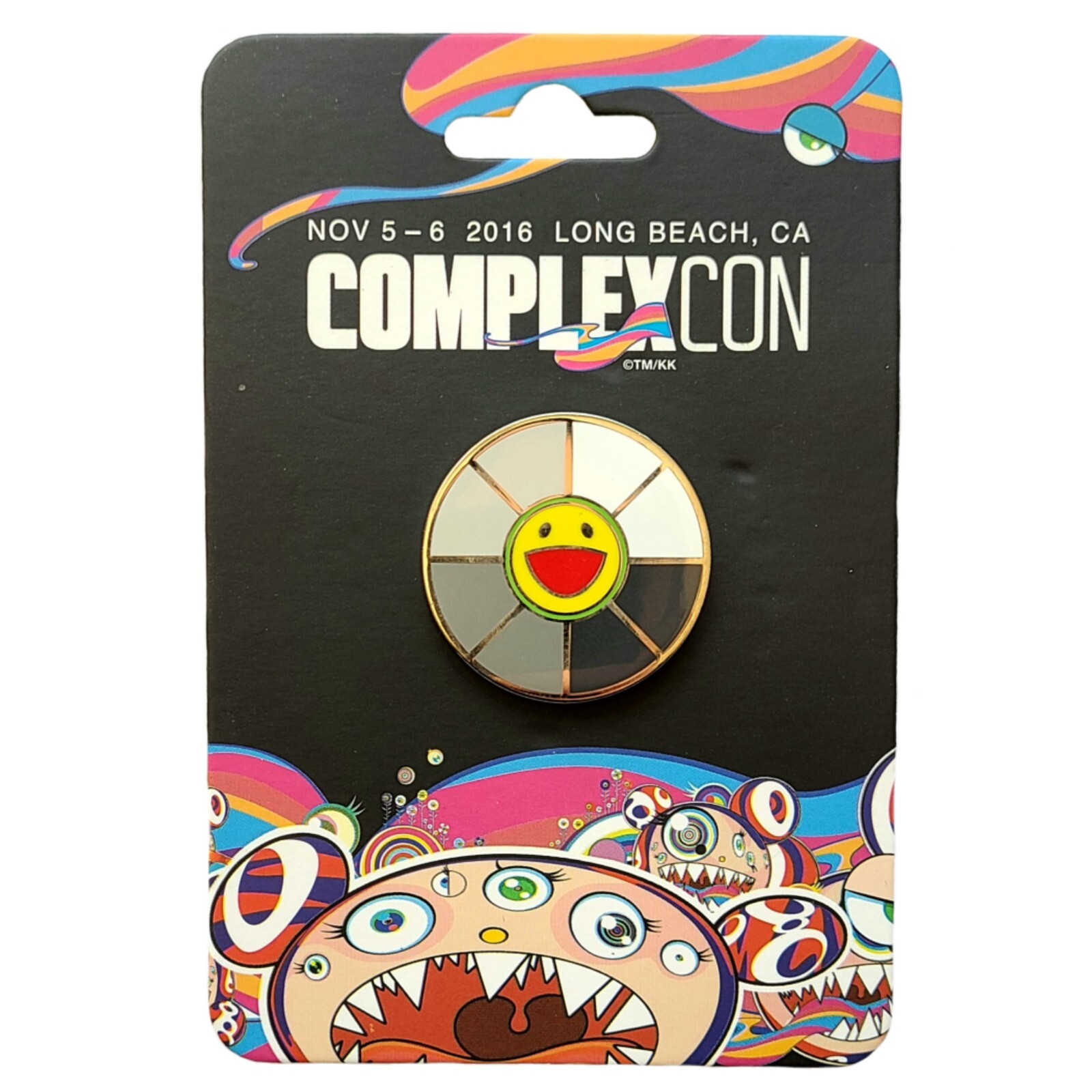 ⚡RARE⚡ TAKASHI MURAKAMI x COMPLEXCON 2016 Flower Smile Murakami Pin *BRAND NEW*