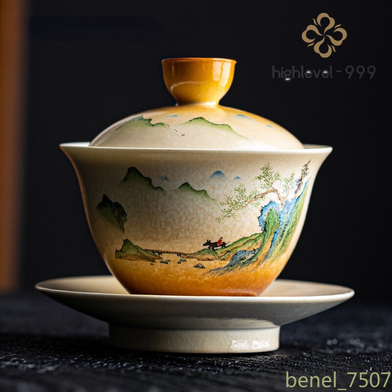 120ml Chinese Retro Ceramic Gaiwan Teacup Travel Portable Tea Tureen Handmade