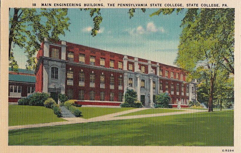 Postcard Main Engineering Building Penn State College State College PA 