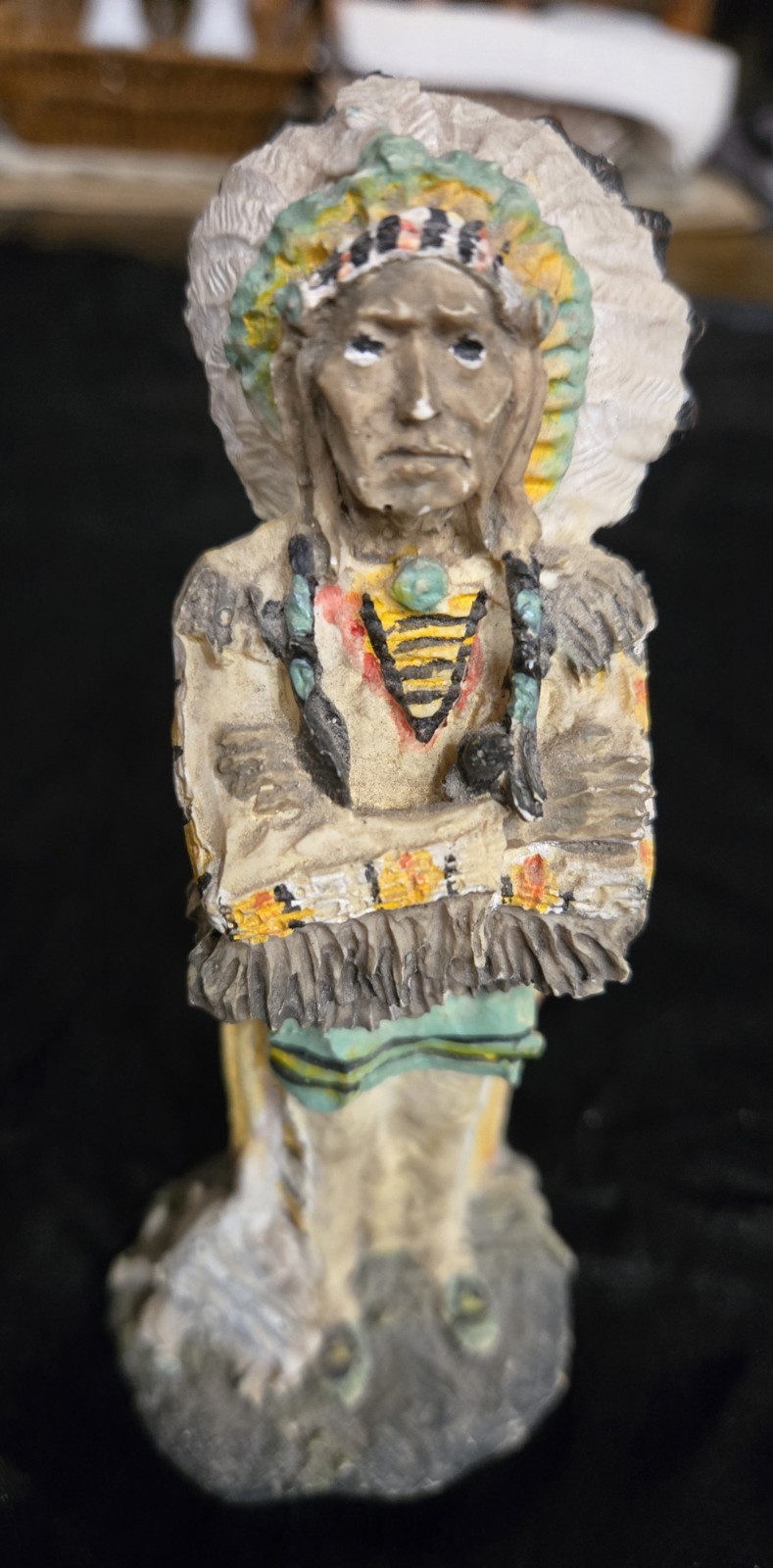 Vtg. Native American Chief Figurine Indian Warrior Sitting Bull 7.5\