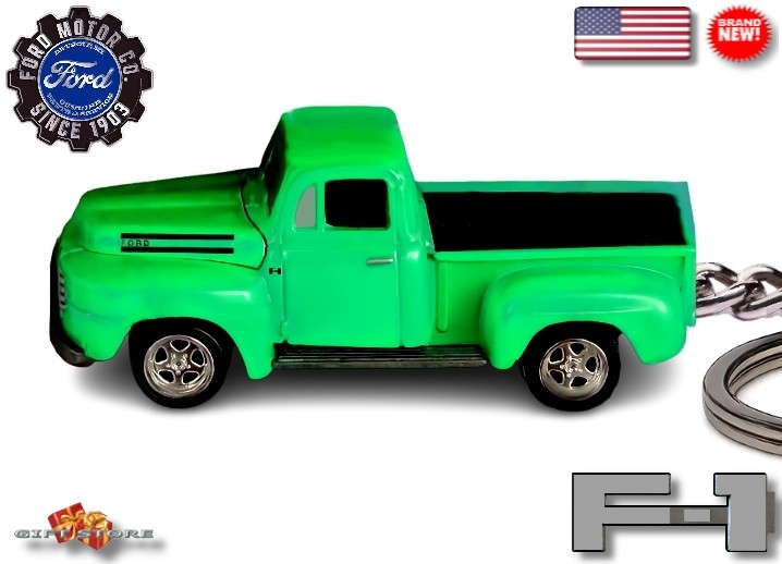 🎁🚦🆕 VERY RARE KEY CHAIN 1948~1950 FORD F-1 GREEN PICKUP TRUCK 💕NICE GIFT💕🎁