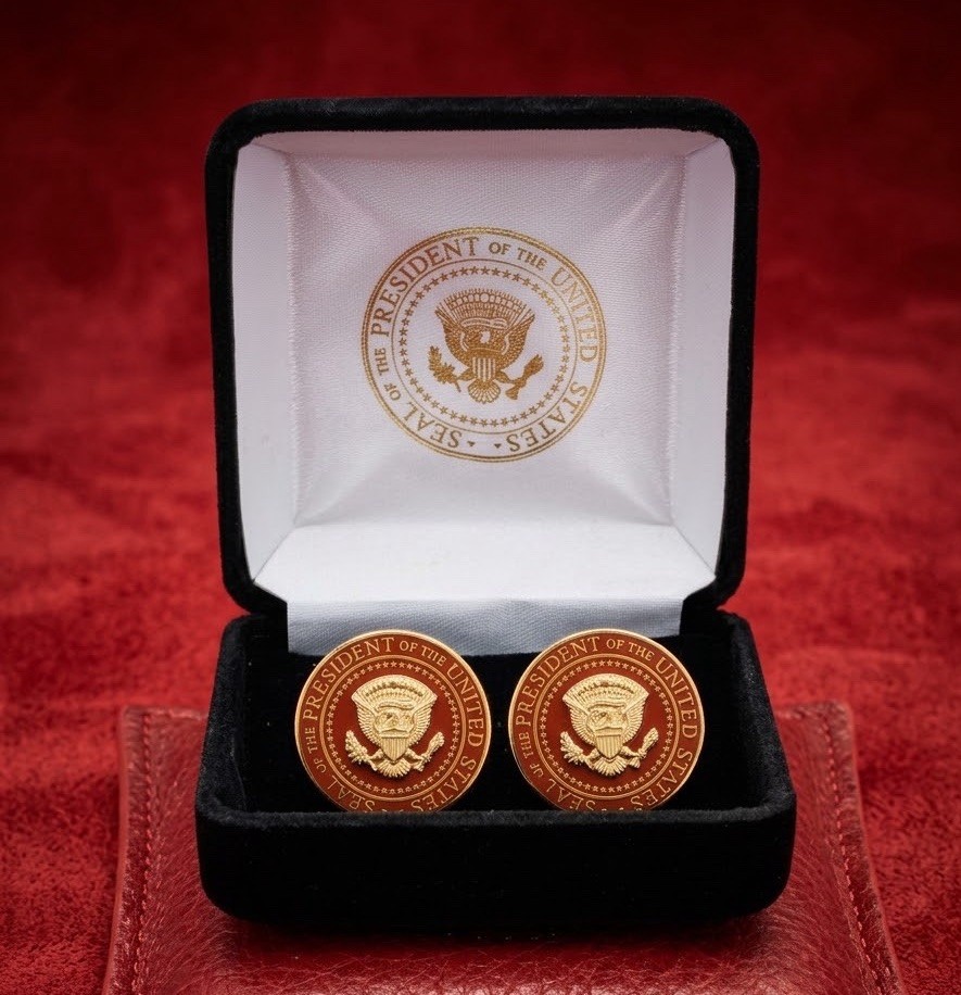 ULTRA RARE President Donald J. Trump Red VIP Seal & Signature Cabinet Cufflinks