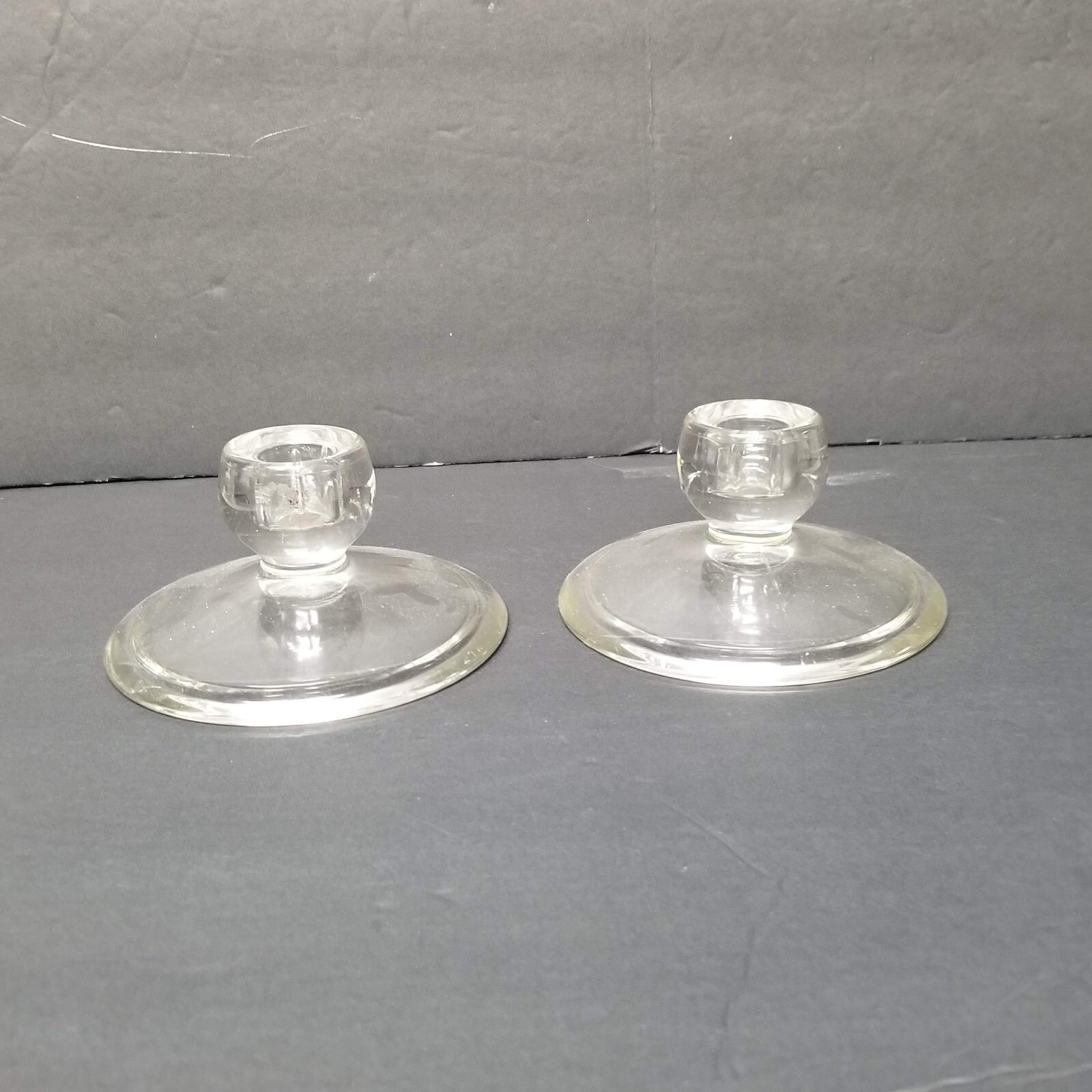 2 Clear Glass Pillar Candle Holders Round Candleholders Vintage Candleholder Set 2 Clear Glass Pillar Candle Holders Round Candleholders Vintage Candleholder Set