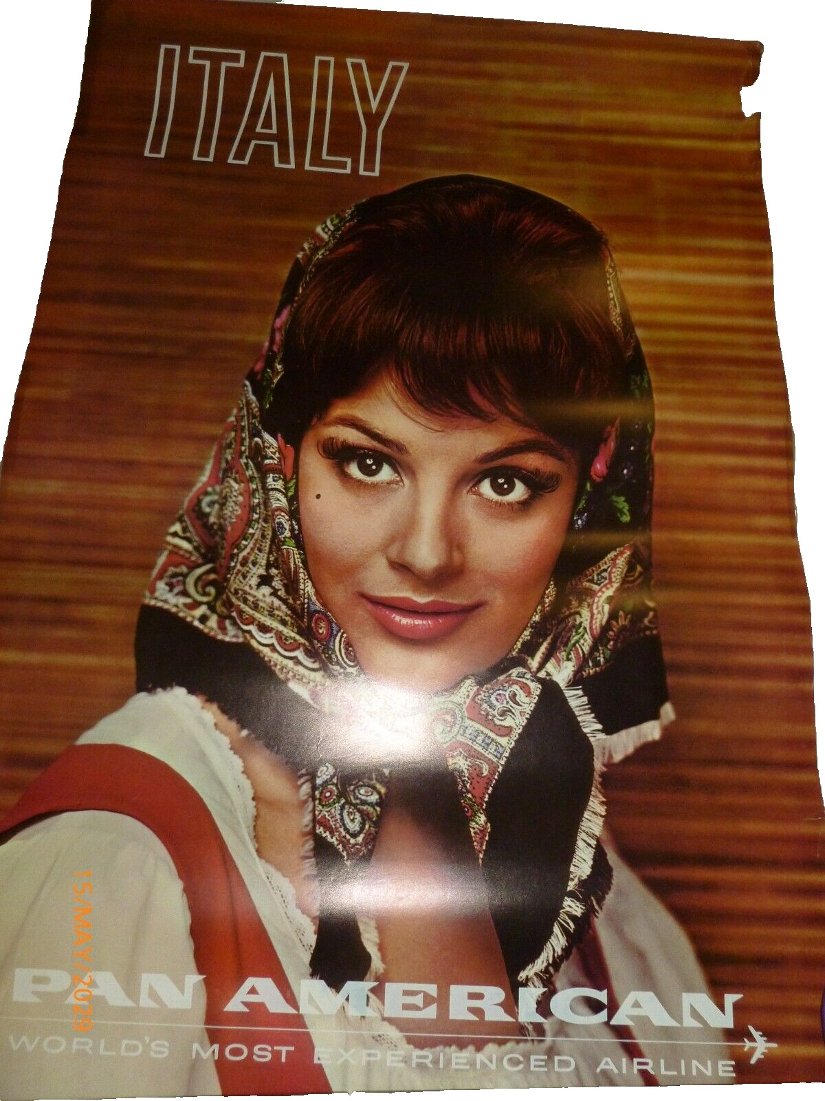 Vintage Pan Am Italy Travel Poster Pan American World Airways Airline 28x42 Vtg