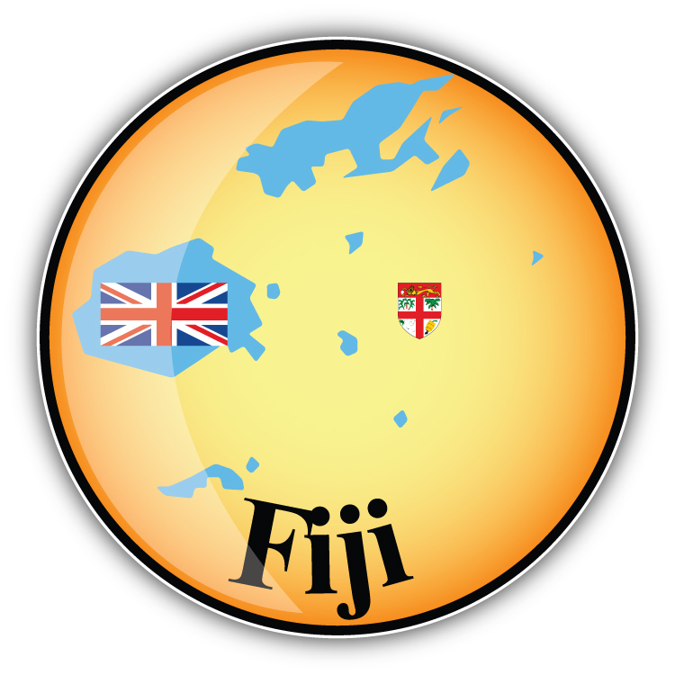 Fiji Map Flag Label Car Bumper Sticker Decal 5\'\' x 5\'\'