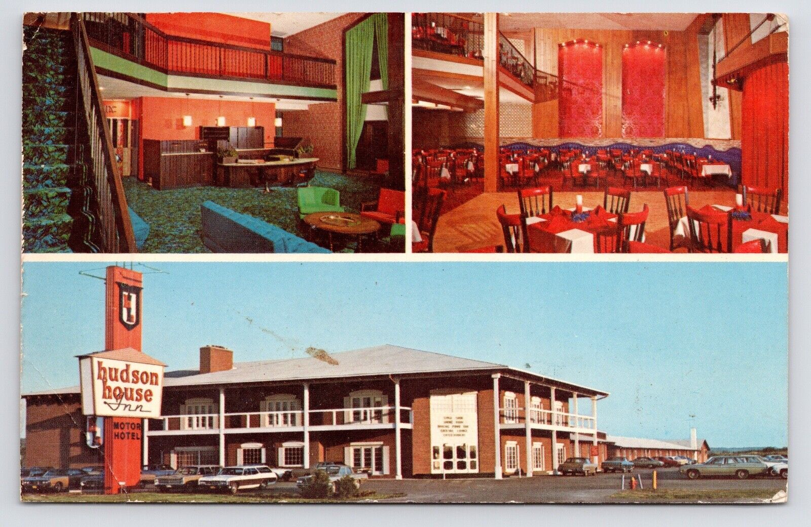 1960s~Hudson House Inn~Wisconsin WI~Motel & Restaurant~Club~Interior~Postcard