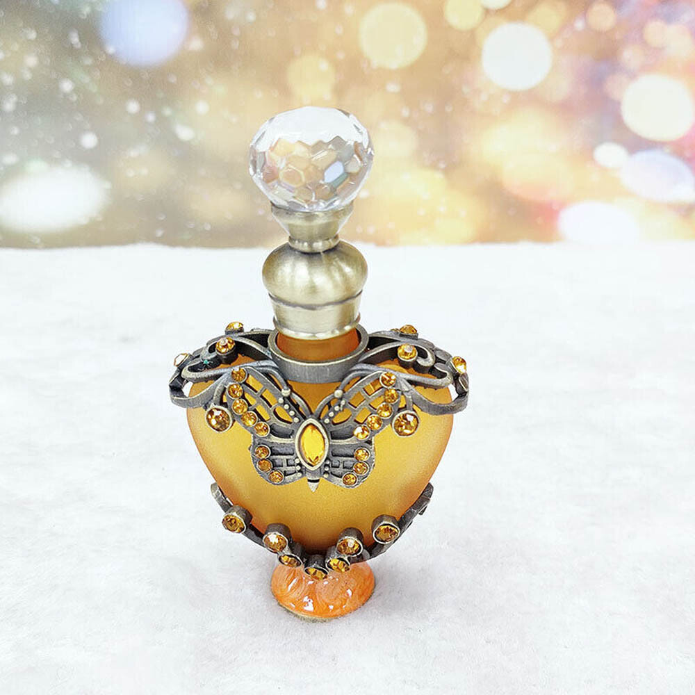 Antique Small Perfume Glass Bottle Refillable Crystal Metal Empty Bottles USA