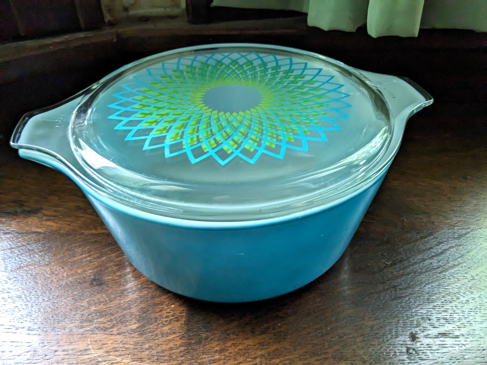 Vintage 1969 Pyrex Spirograph Promotional 2½-qt Round Casserole Dish w/Glass Lid