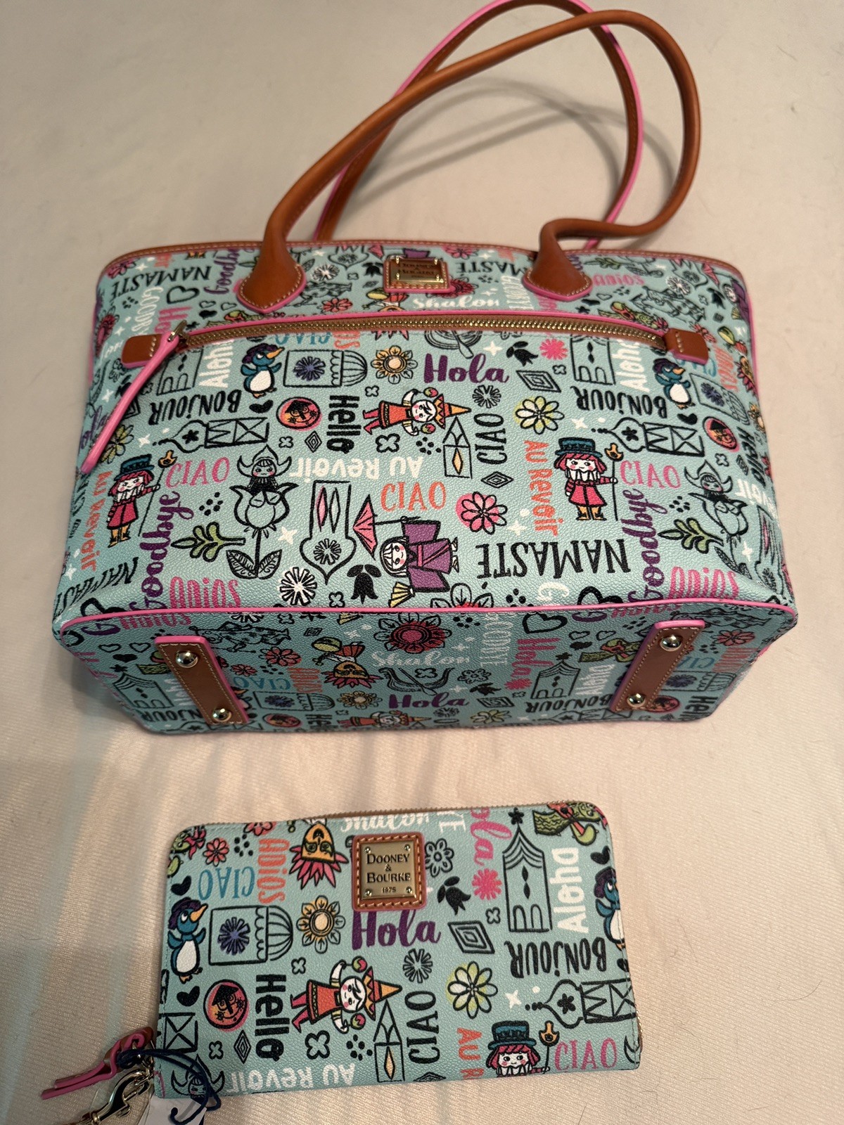 Dooney & Bourke It\'s A Small World Tote Bag AND matching wallet  2021 Disney NWT