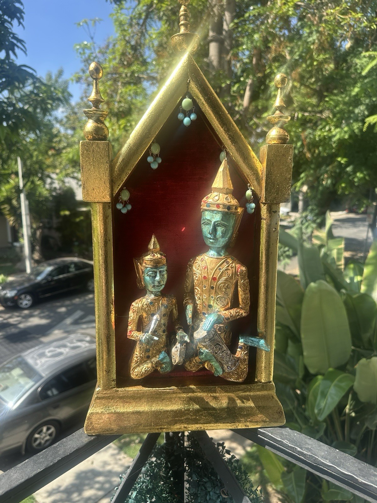 Vintage Thai Musicians In Vintage Gilt Shrine Wall Hanging